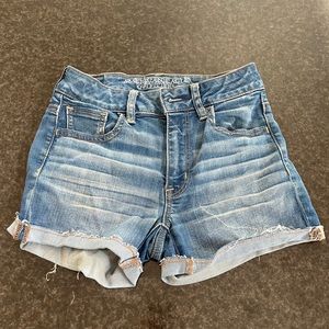 american eagle super stretch shortie jean shorts size 0